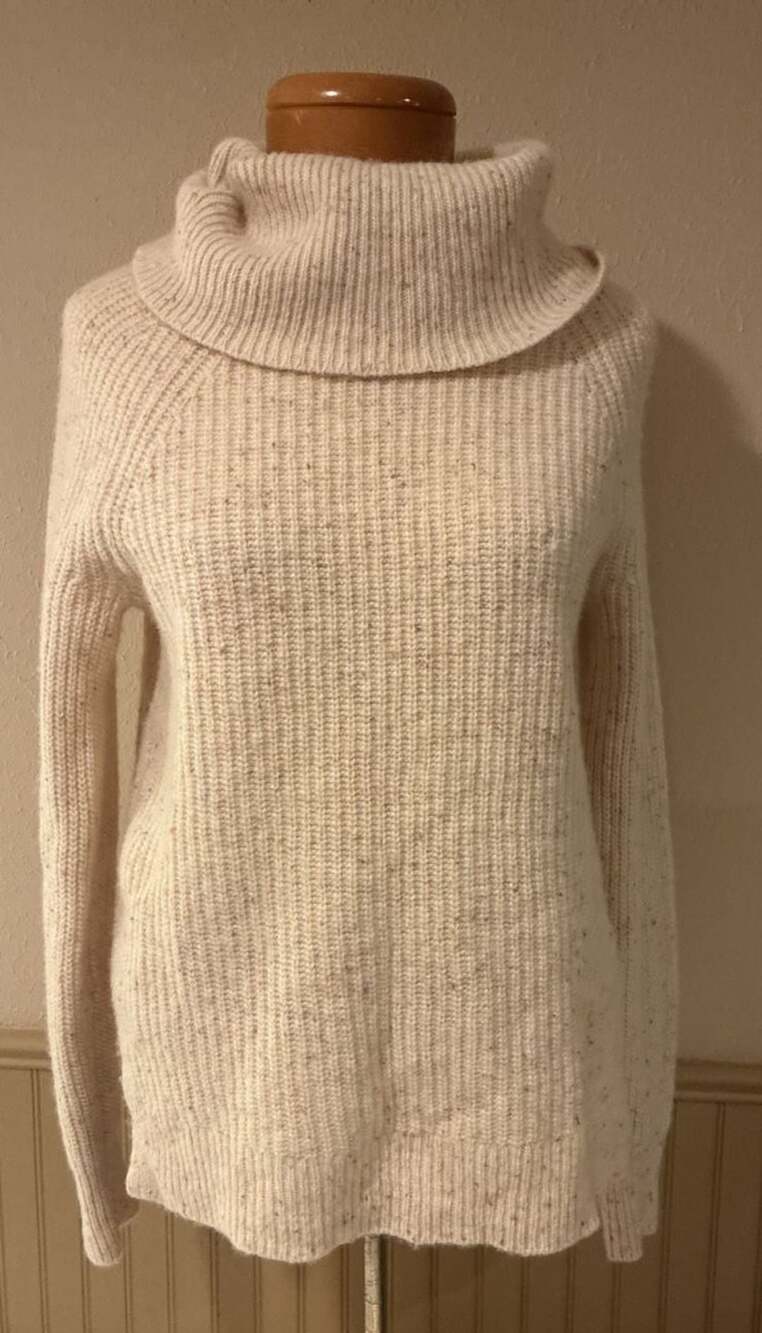 J. Crew Mercantile Cowl Neck Sweater Size XS Cream Lambs Wool Blend